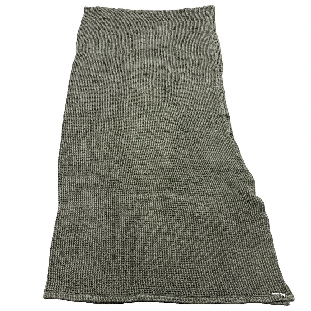 Pottery Barn Waffle Weave Blanket Green Full Size 80x82